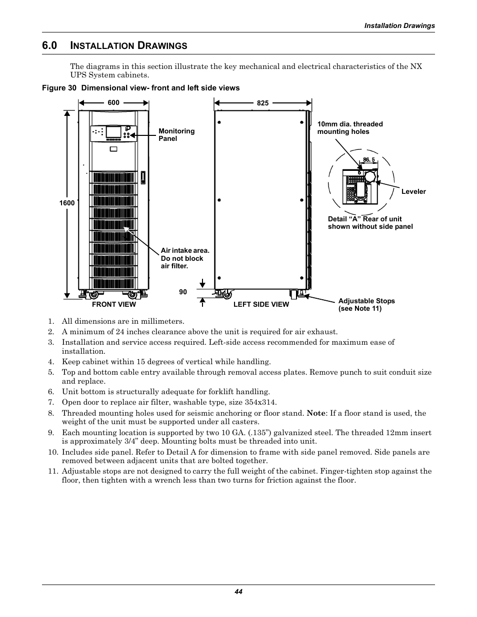0 installation drawings, Nstallation, Rawings | 0 - installation drawings, Figure 30 | Emerson Liebert NX 10-30kVA User Manual | Page 52 / 112