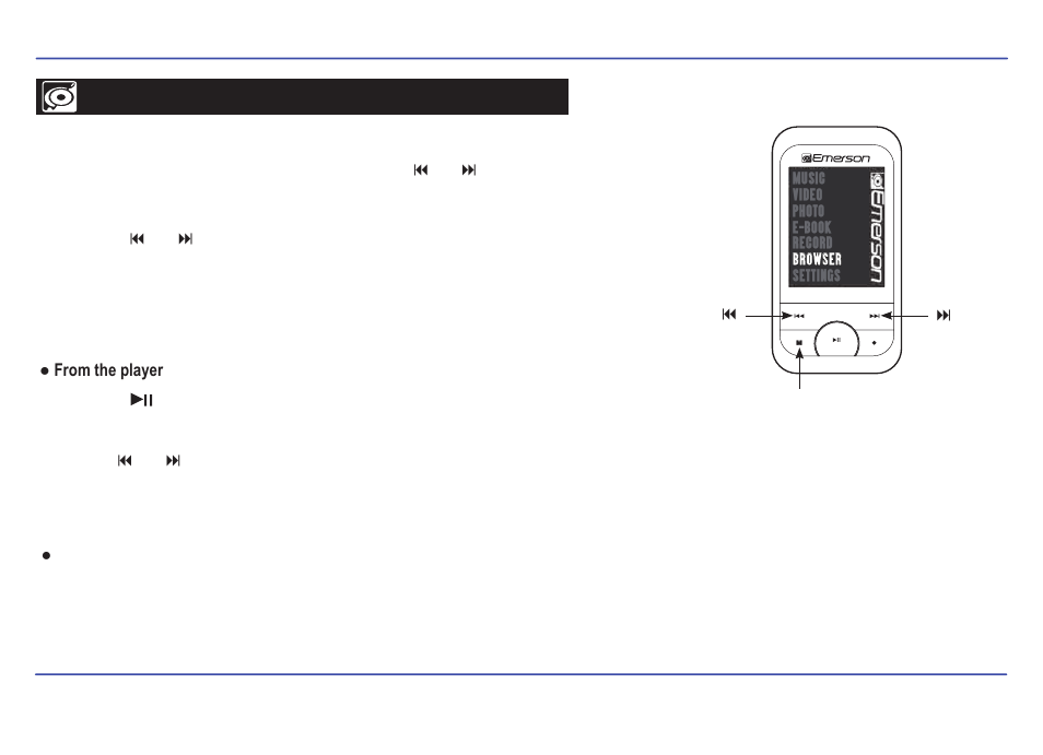 Browser, Deleting files or | Emerson EMP413-2 User Manual | Page 23 / 31