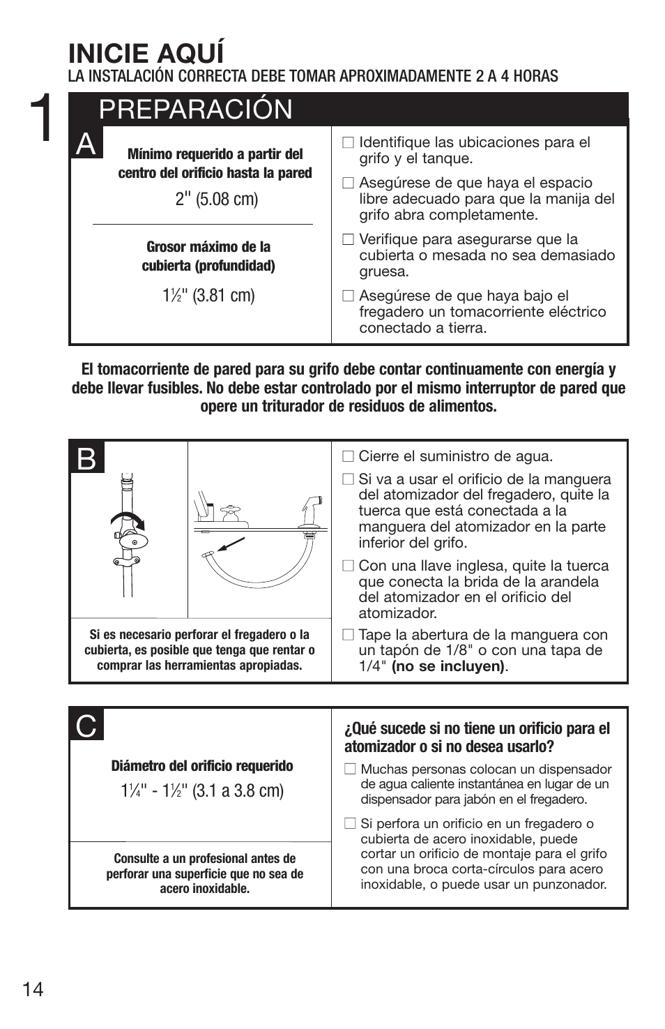 Preparación inicie aquí | Emerson UW User Manual | Page 14 / 31