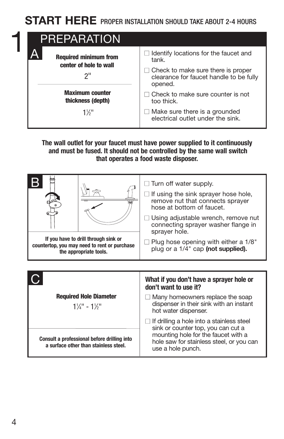 Preparation start here | Emerson UW User Manual | Page 4 / 31