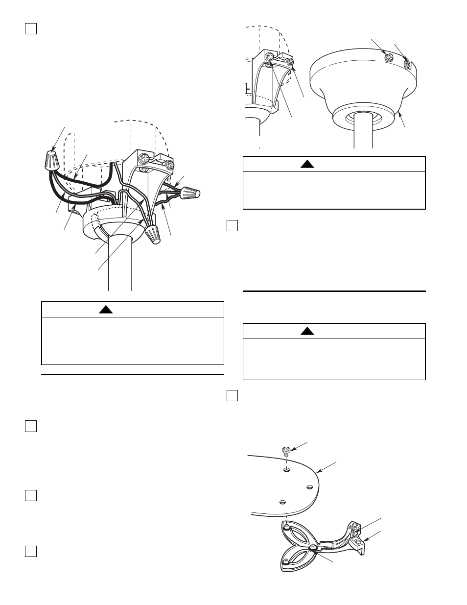 Installing the fan blades, Installing the ceiling cover, Warning | Emerson CF711PBOO User Manual | Page 7 / 12