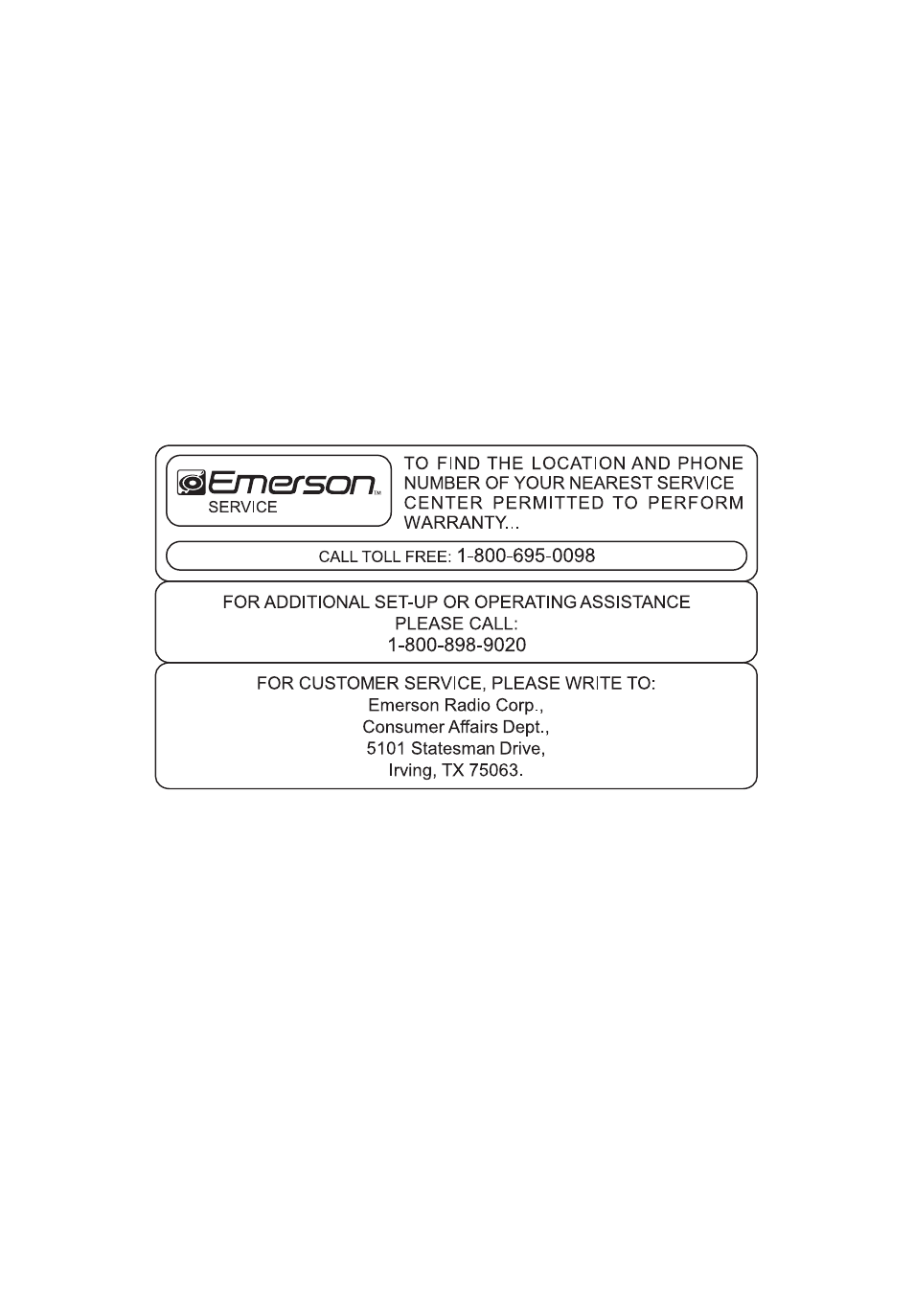 Emerson Radio TOR59 User Manual | Page 11 / 12