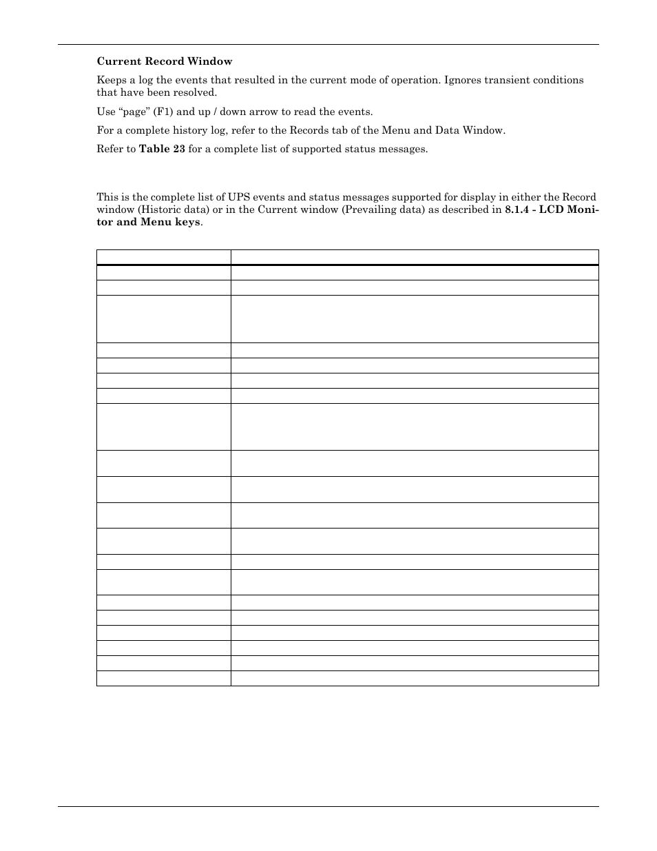 Table 23 ups messages, Table 23, Ups messages | Emerson Liebert NX 50 and 60 Hz User Manual | Page 110 / 132