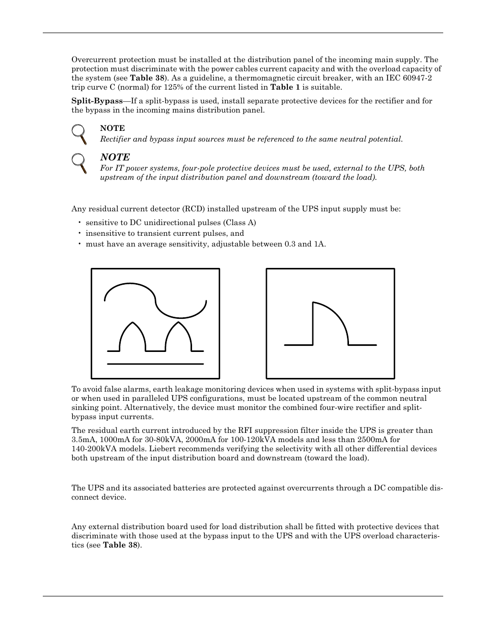 1 rectifier and bypass input, Earth leakage (rcd), 2 external battery | 3 ups output, Rectifier and bypass input, External battery, Ups output, Figure 1, Residual current circuit breakers (rccb) symbols | Emerson Liebert NX 50 and 60 Hz User Manual | Page 19 / 132