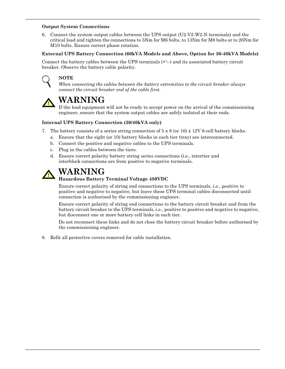 Warning | Emerson Liebert NX 50 and 60 Hz User Manual | Page 22 / 132