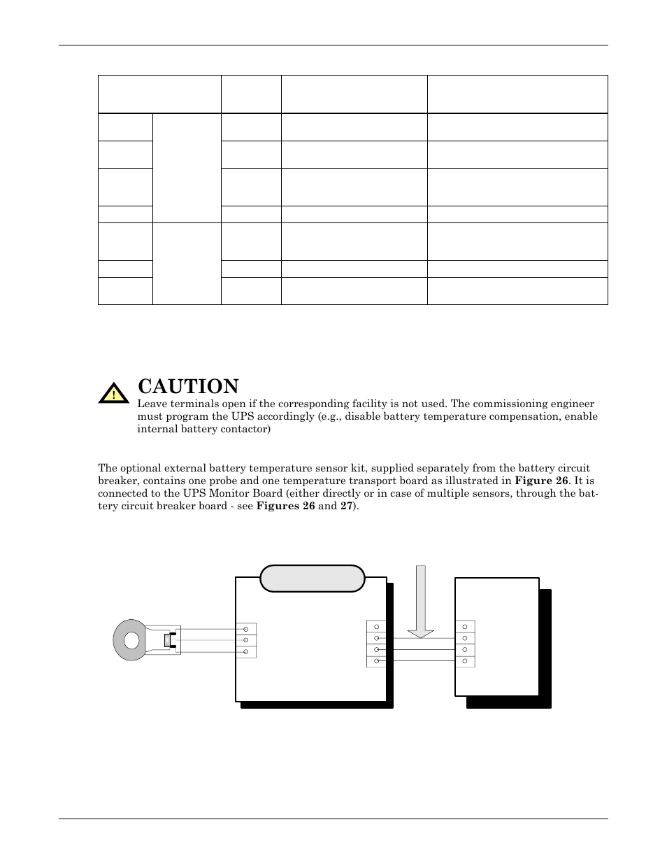 Table 11 battery control label description (x102), 1 battery temperature sensor-optional, Battery temperature sensor—optional | Table 11, Battery control label description (x102), Caution | Emerson Liebert NX 50 and 60 Hz User Manual | Page 55 / 132