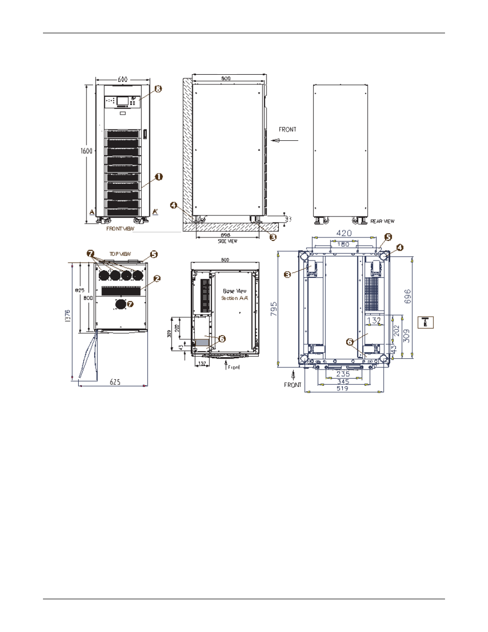Figure 41 general arrangement-30-40kva ups, Figure 41 general arrangement—30-40kva ups | Emerson Liebert NX 50 and 60 Hz User Manual | Page 68 / 132