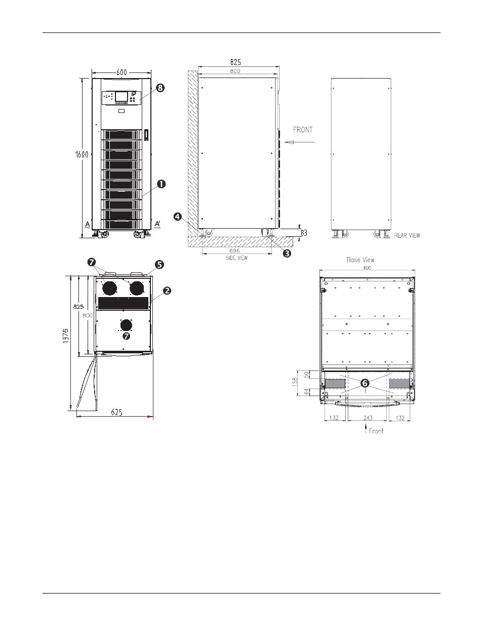 Figure 46 general arrangement-60-80kva nx, General arrangement—60-80kva nx | Emerson Liebert NX 50 and 60 Hz User Manual | Page 73 / 132