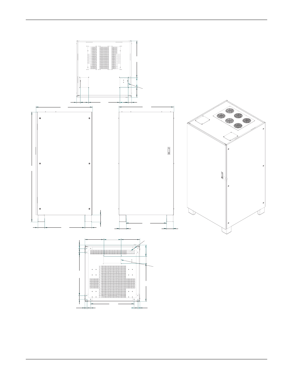Bottom view side view front view top view | Emerson Liebert NX 50 and 60 Hz User Manual | Page 82 / 132