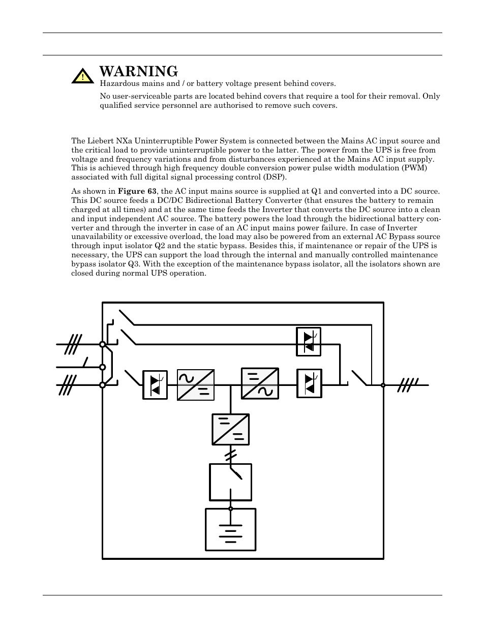 0 operation, 1 introduction, Peration | Introduction, Warning | Emerson Liebert NX 50 and 60 Hz User Manual | Page 87 / 132