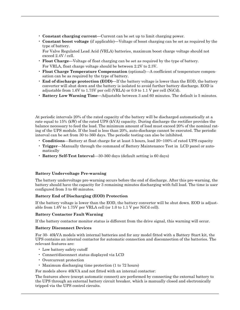 4 battery management-set during commissioning, 1 normal function, Battery self-test and self-service | Battery management—set during commissioning, Normal function | Emerson Liebert NX 50 and 60 Hz User Manual | Page 92 / 132