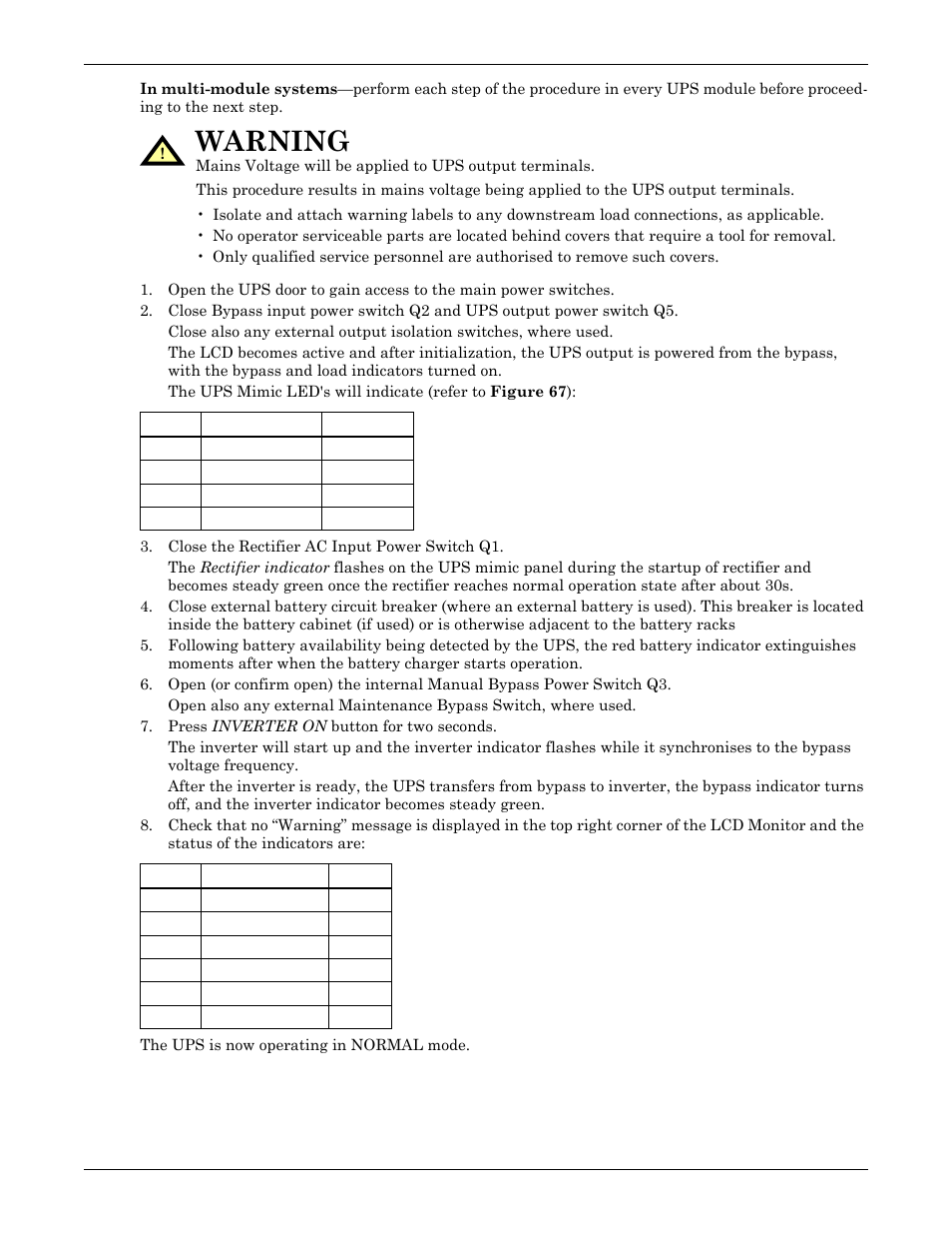Warning | Emerson Liebert NX 50 and 60 Hz User Manual | Page 94 / 132