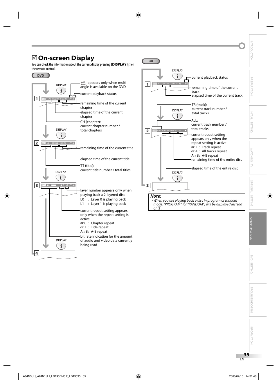 On-screen display | Emerson LD195EM8 7 User Manual | Page 35 / 96