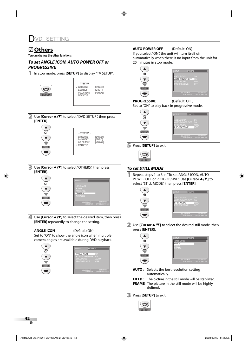 Vd setting, Others | Emerson LD195EM8 7 User Manual | Page 42 / 96