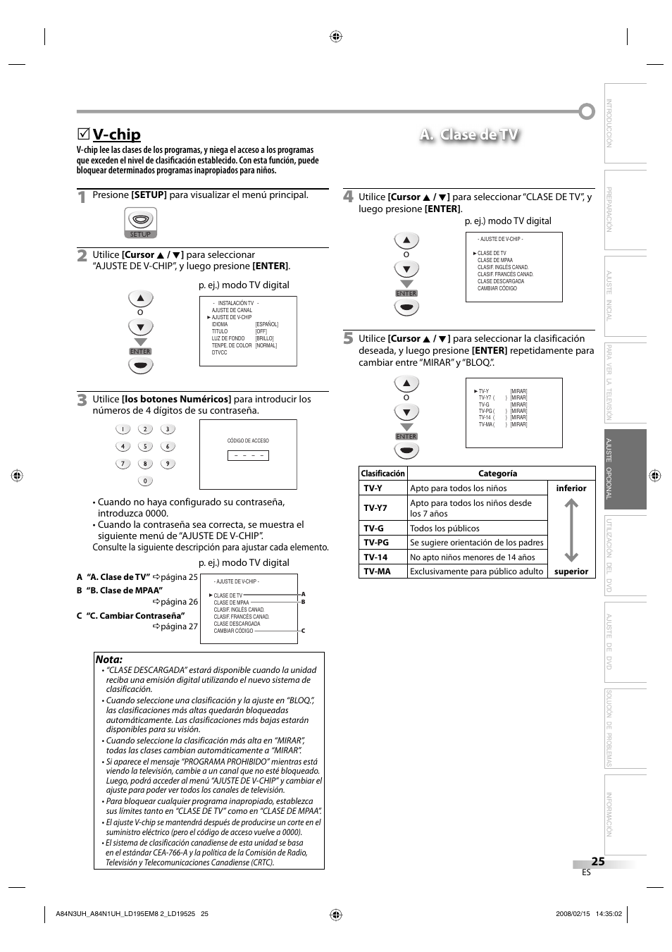 V-chip, 5a. clase de tv a. clase de tv | Emerson LD195EM8 7 User Manual | Page 73 / 96