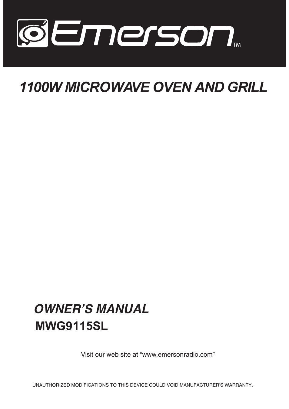 Emerson MWG9115SL User Manual | 30 pages