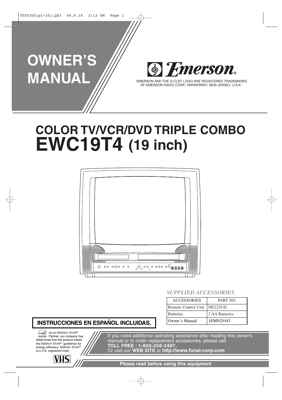 Emerson EWC19T4 User Manual | 56 pages