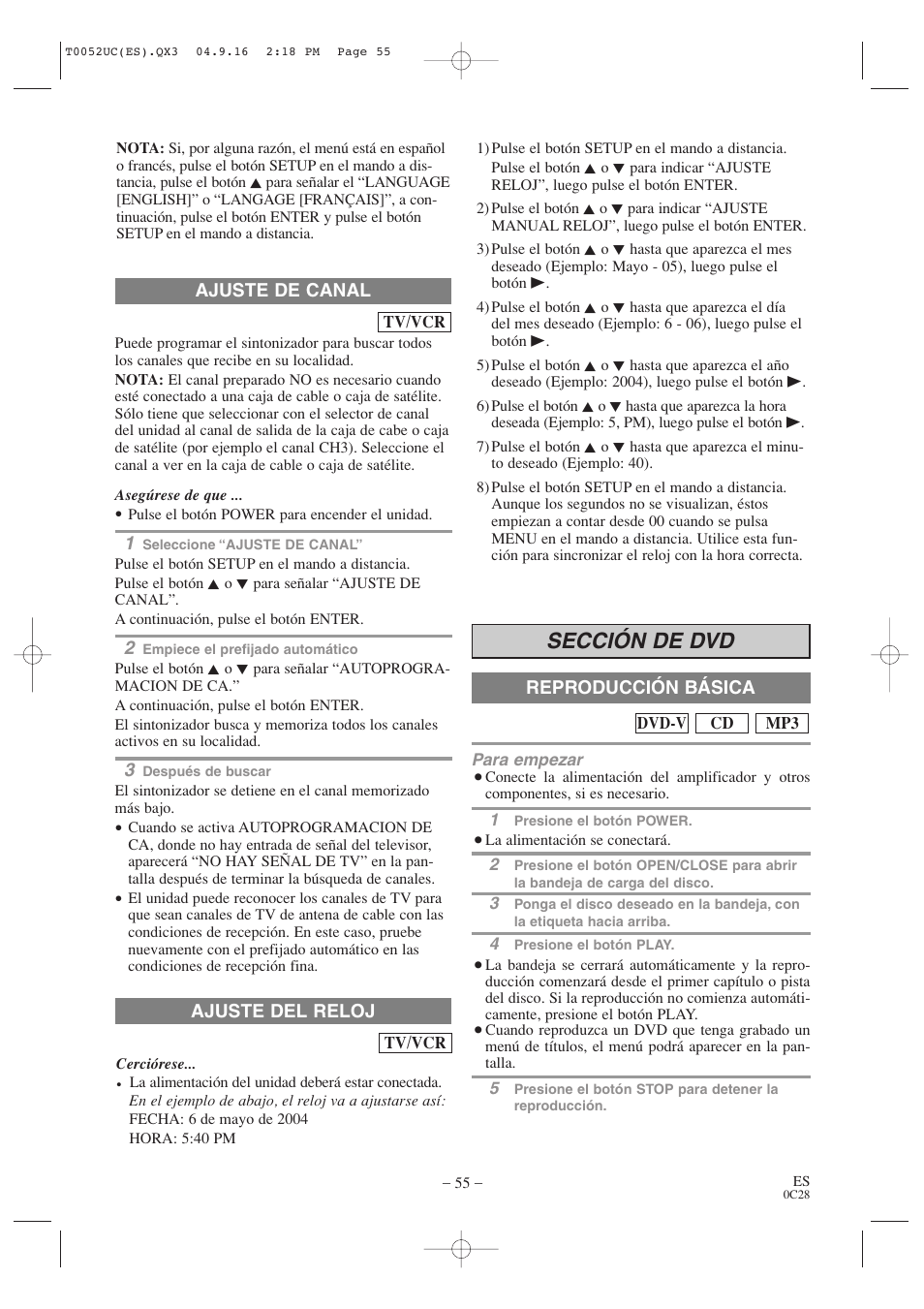 Sección de dvd | Emerson EWC19T4 User Manual | Page 55 / 56