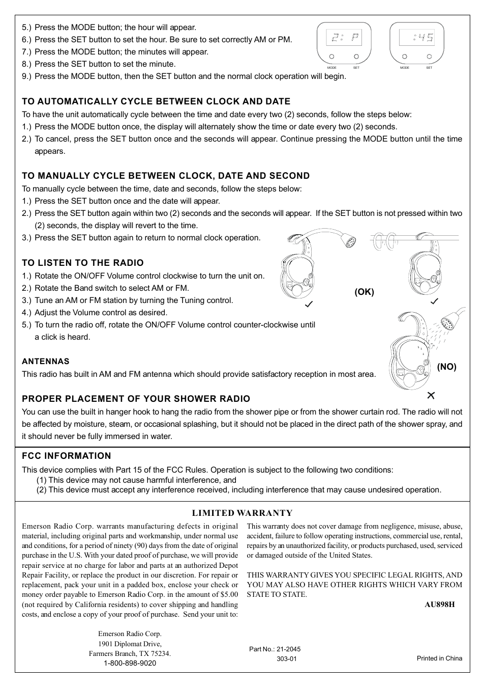 Emerson Radio GP890 User Manual | Page 2 / 2