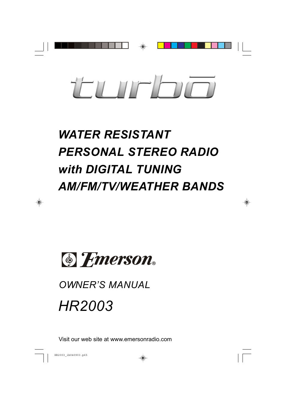 Emerson Radio HR2003 User Manual | 19 pages