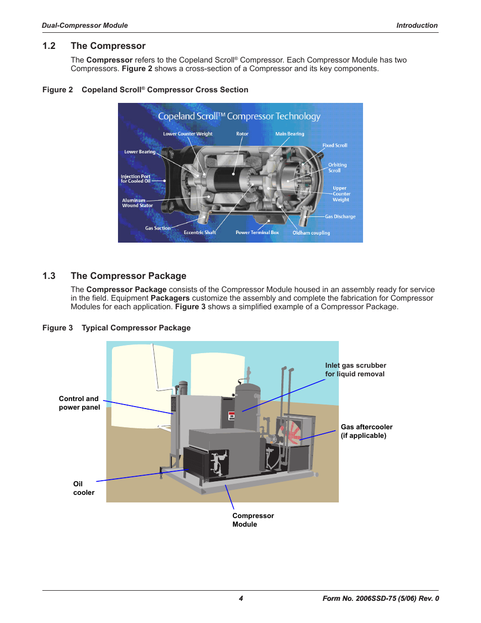 2 the compressor, 3 the compressor package | Emerson SCROLL SZO44 User Manual | Page 10 / 42