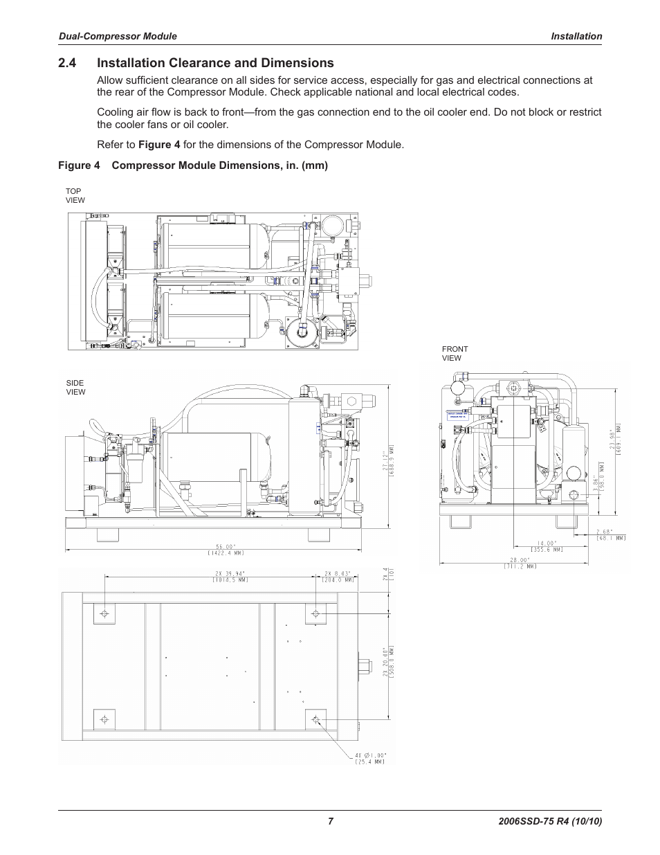 4 installation clearance and dimensions | Emerson SCROLL SZO44 User Manual | Page 13 / 42