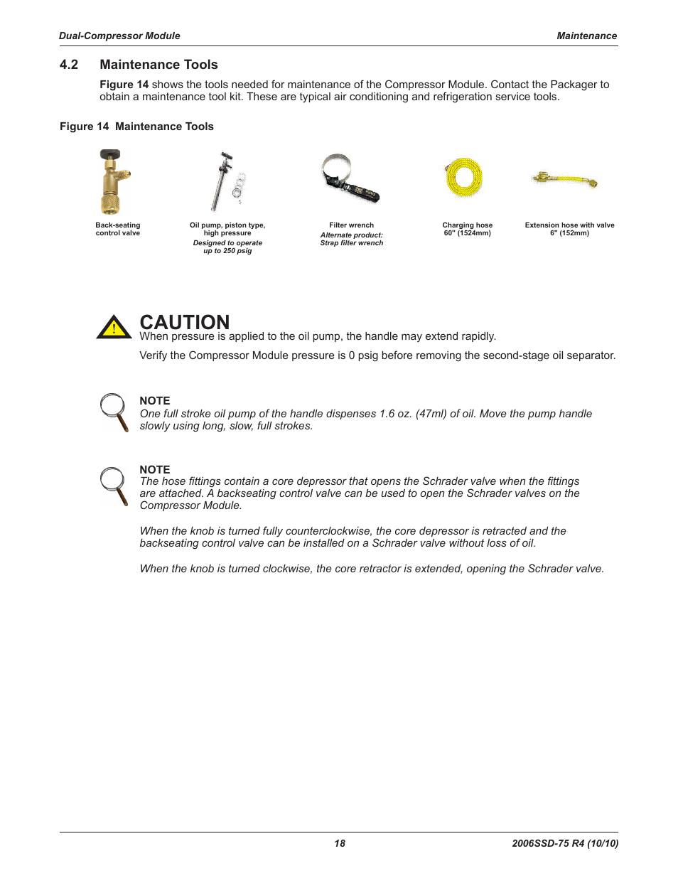 Caution, 2 maintenance tools | Emerson SCROLL SZO44 User Manual | Page 24 / 42