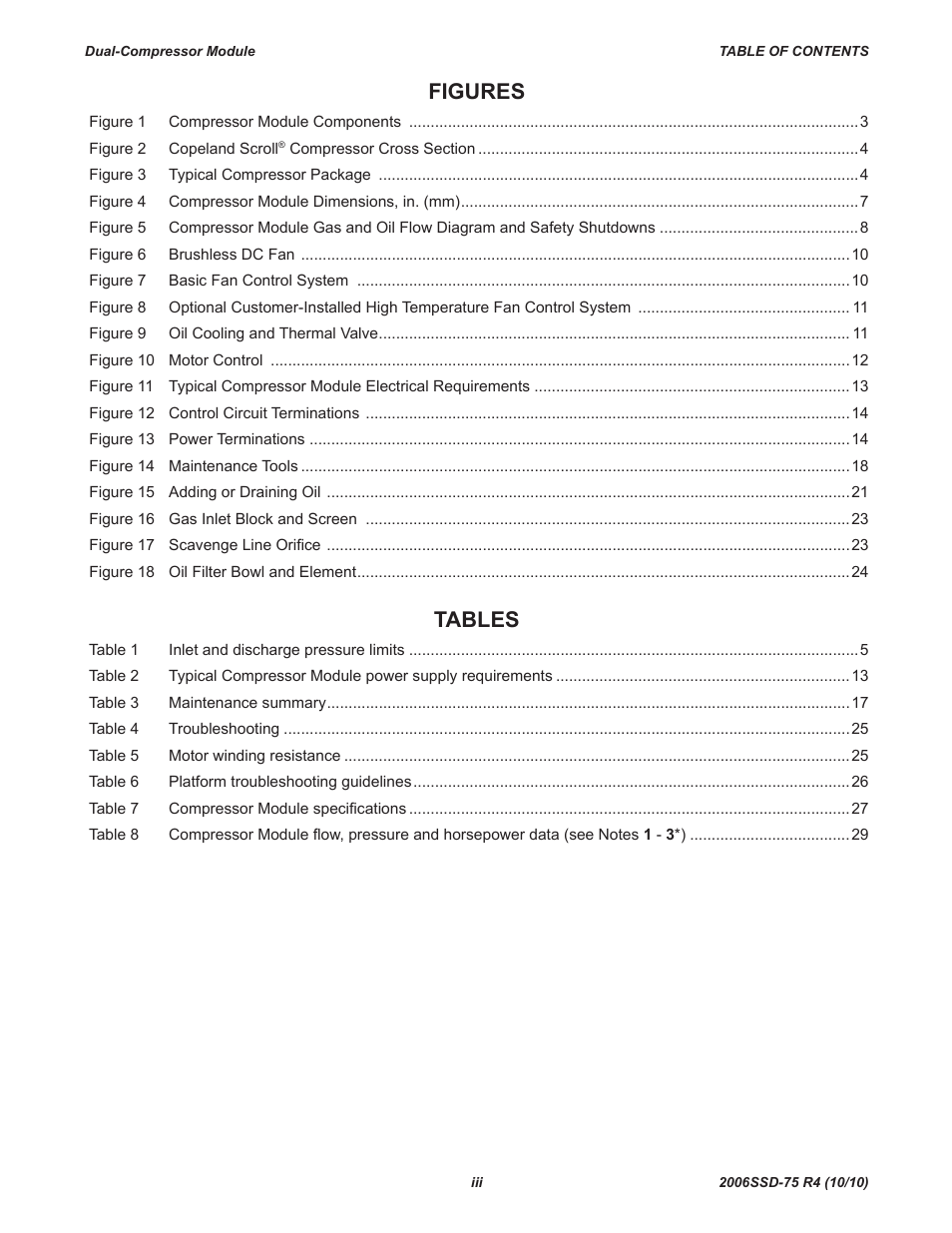 Figures, Tables | Emerson SCROLL SZO44 User Manual | Page 5 / 42