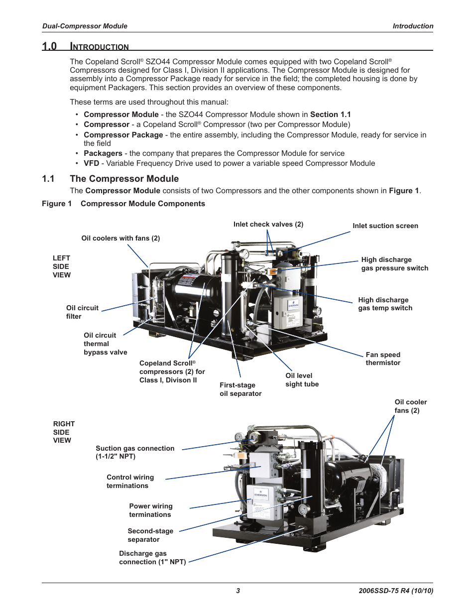 1 the compressor module | Emerson SCROLL SZO44 User Manual | Page 9 / 42