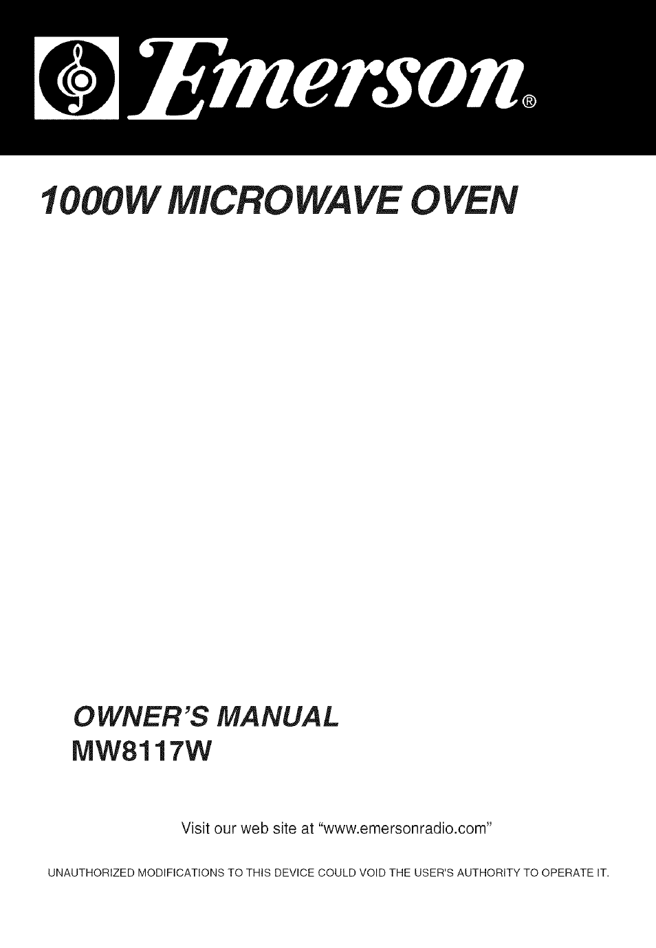 Emerson MW8117W User Manual | 30 pages