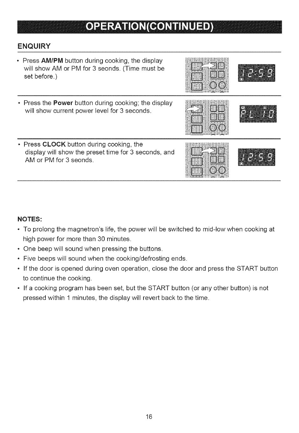 Operation(continued) | Emerson MW8117W User Manual | Page 17 / 30