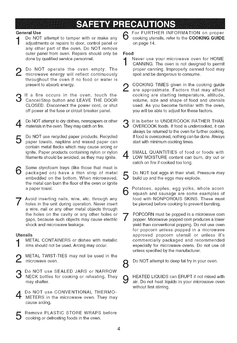 Safety precautions | Emerson MW8117W User Manual | Page 5 / 30