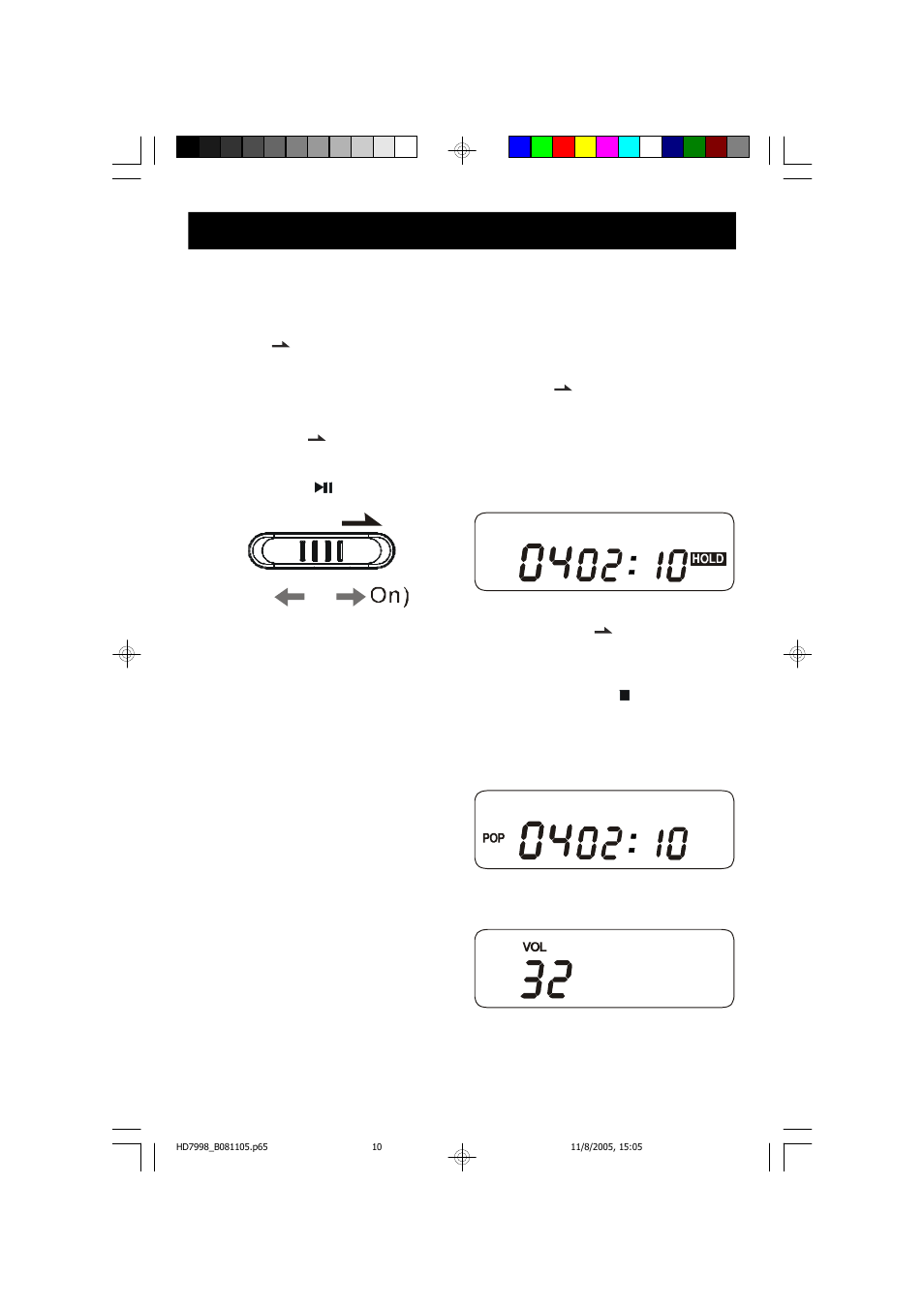 Hold (off, Operating instructions, General controls | Emerson Radio HD7998 User Manual | Page 11 / 19