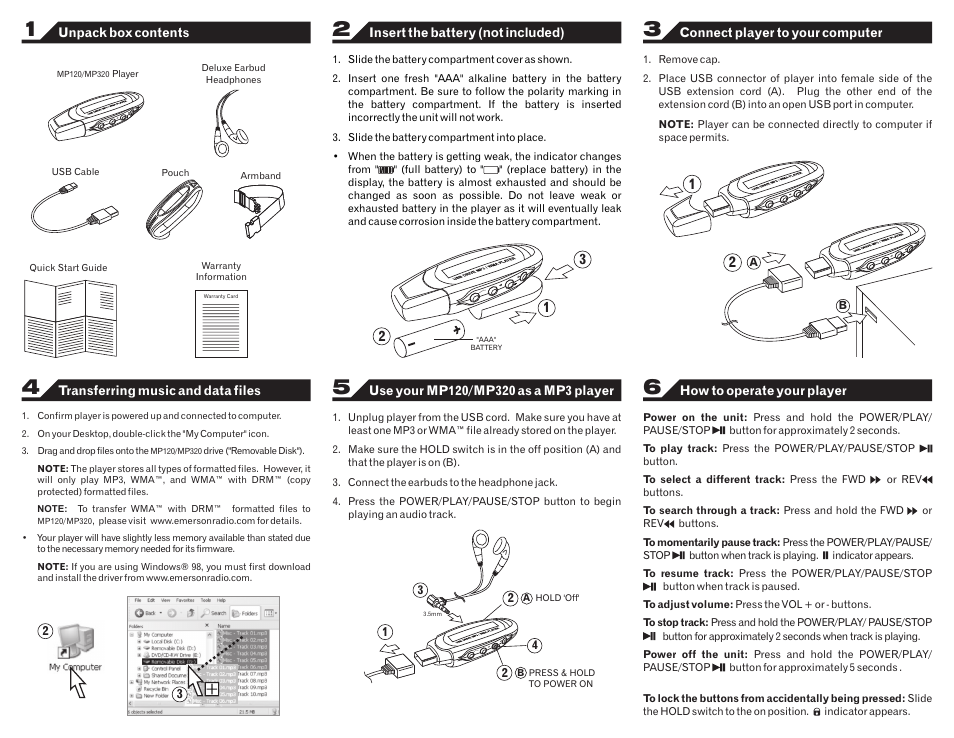 Emerson Radio MP320 User Manual | Page 2 / 2