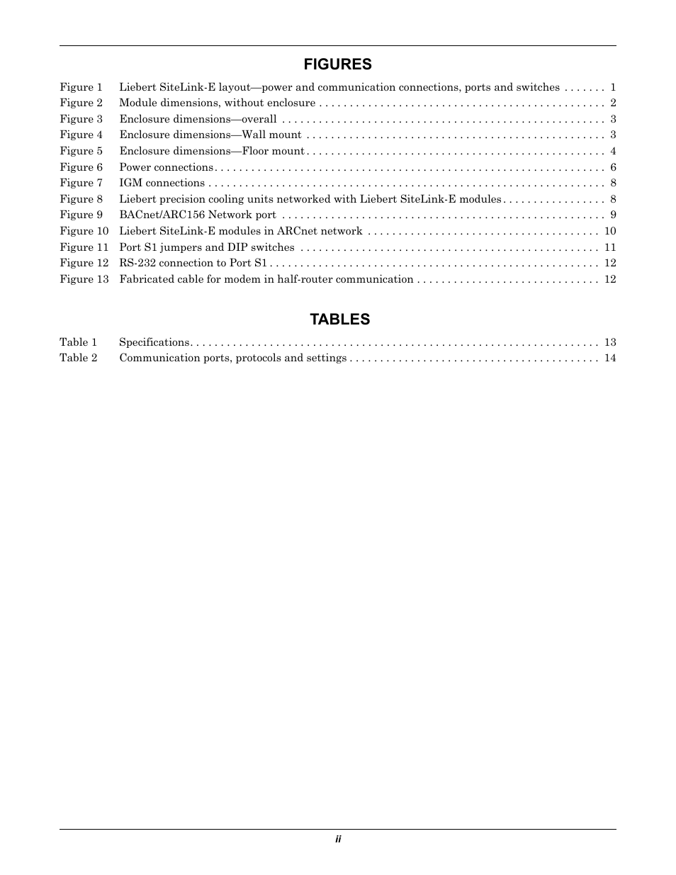 Figures, Tables | Emerson SiteLink-12E User Manual | Page 4 / 24