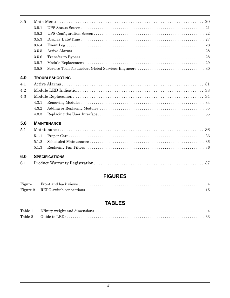 Figures, Tables | Emerson Nfinity 208 User Manual | Page 4 / 44