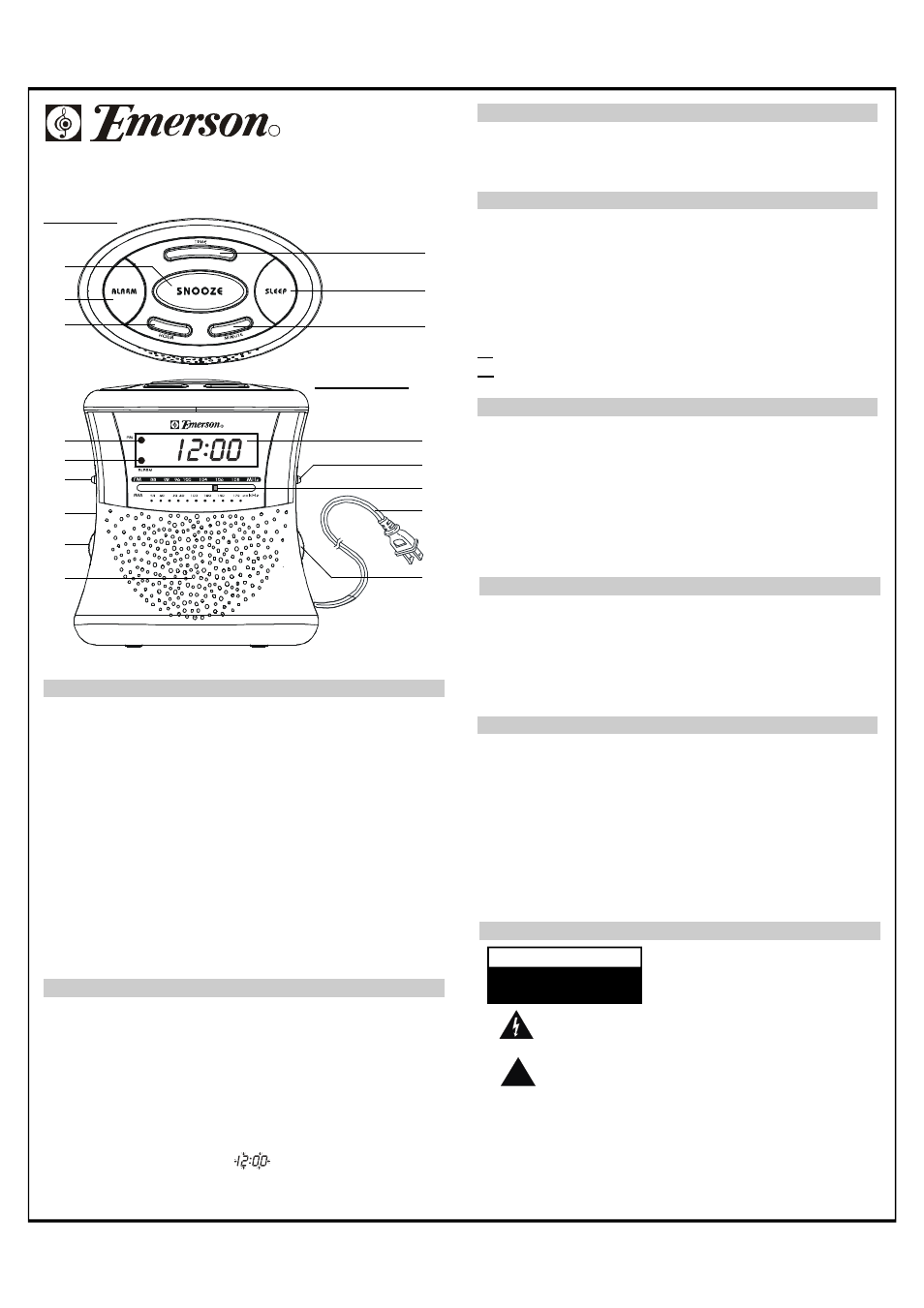 Emerson Radio CK7330 User Manual | 2 pages