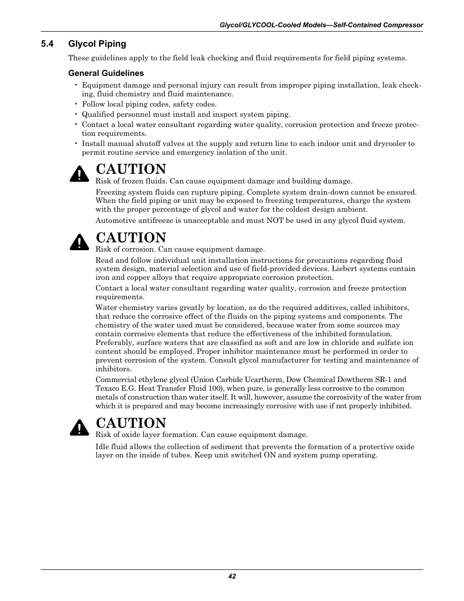 4 glycol piping, General guidelines, Glycol piping | Caution | Emerson 3000 User Manual | Page 48 / 88