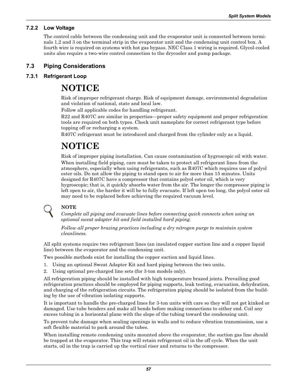 2 low voltage, 3 piping considerations, 1 refrigerant loop | Low voltage, Piping considerations, Refrigerant loop, Notice | Emerson 3000 User Manual | Page 63 / 88