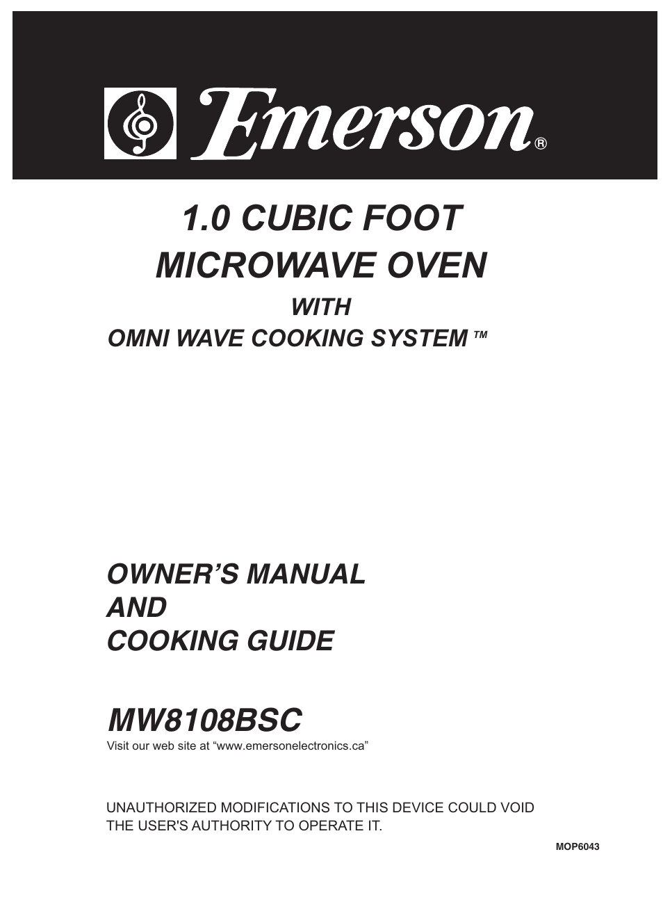 Emerson MW8108BSC User Manual | 39 pages