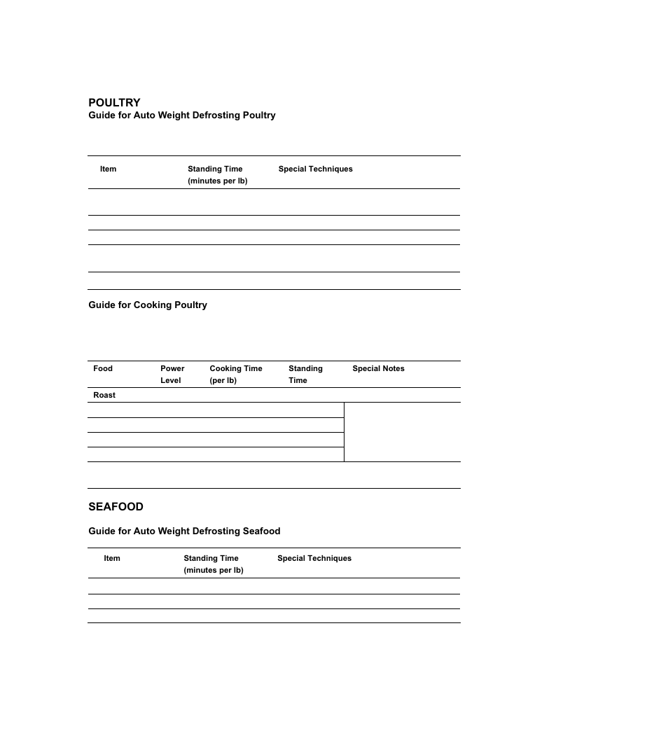 Poultry, Seafood | Emerson MW8108BSC User Manual | Page 26 / 39