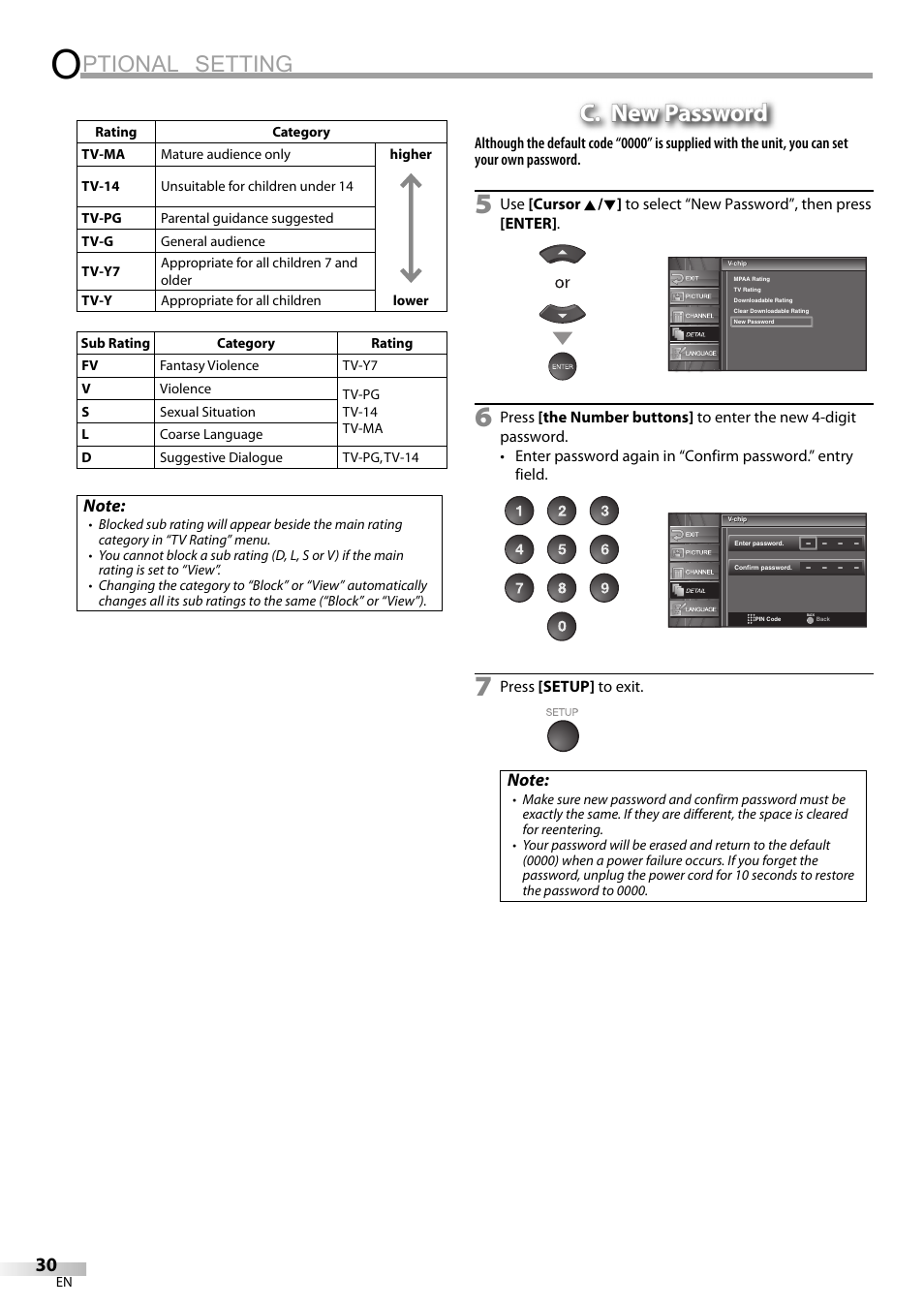 Ptional setting, C. new password | Emerson LC320EM81 User Manual | Page 30 / 72