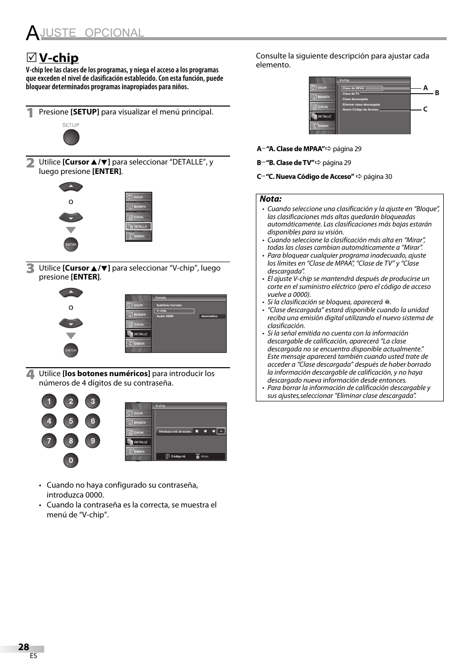 Juste opcional, V-chip | Emerson LC320EM81 User Manual | Page 64 / 72
