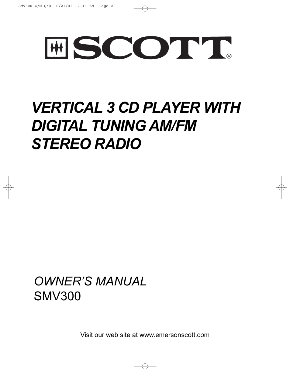 Emerson Radio SCOTT SMV300 User Manual | 21 pages