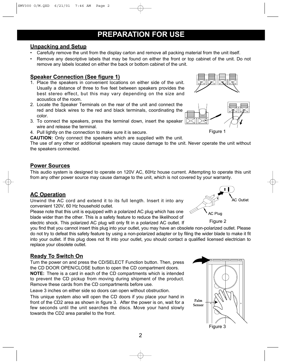 Preparation for use | Emerson Radio SCOTT SMV300 User Manual | Page 3 / 21