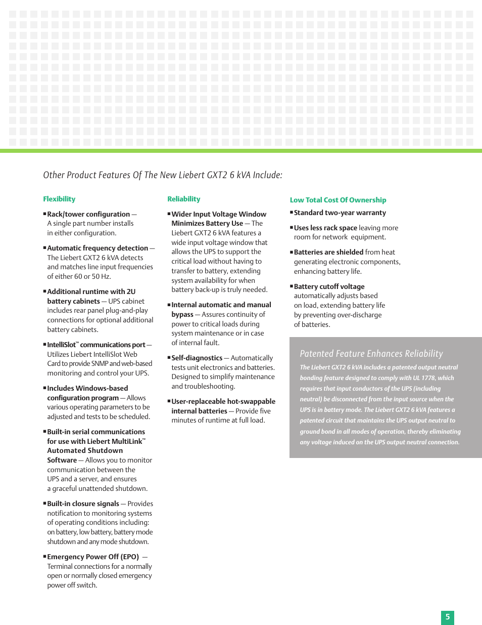 Patented feature enhances reliability | Emerson 6 kVA User Manual | Page 5 / 16