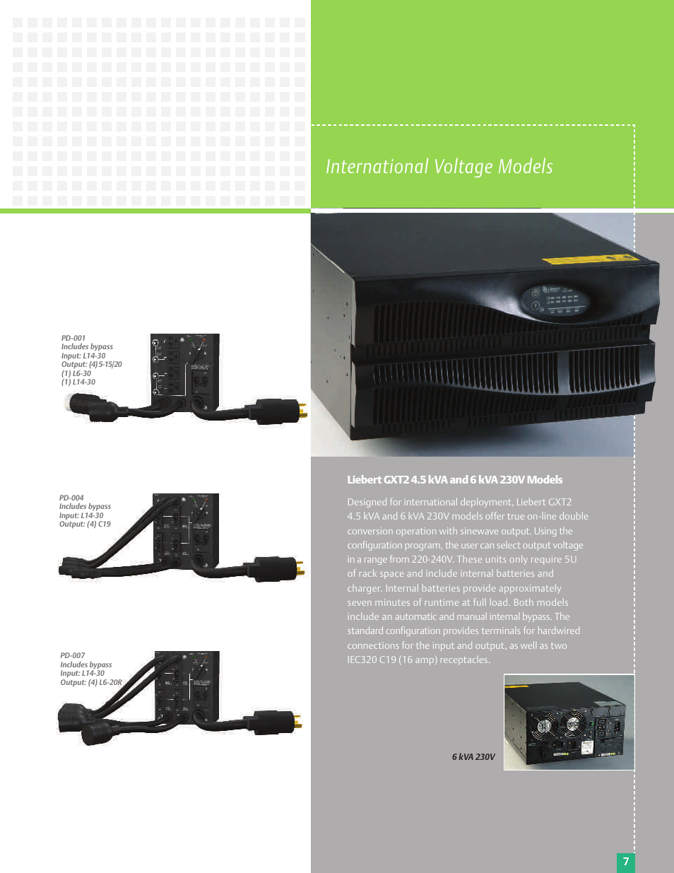 International voltage models | Emerson 6 kVA User Manual | Page 7 / 16