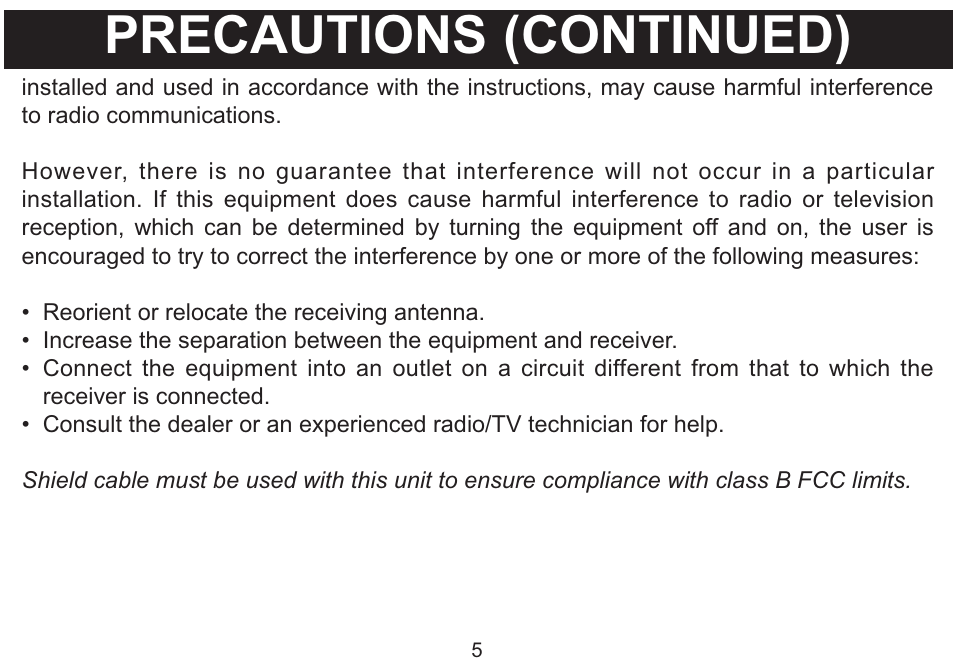 Precautions (continued) | Emerson Radio MP530 User Manual | Page 6 / 36