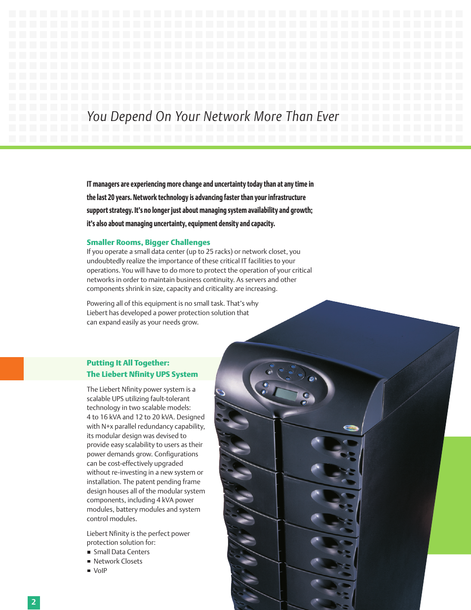 You depend on your network more than ever | Emerson 4-16kVA User Manual | Page 2 / 8