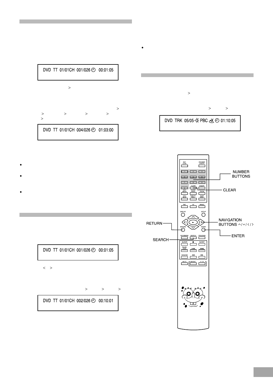 Selecting a start point using the time code, Selecting scenes by title number, Selecting by track number | Emerson SB325 User Manual | Page 19 / 36